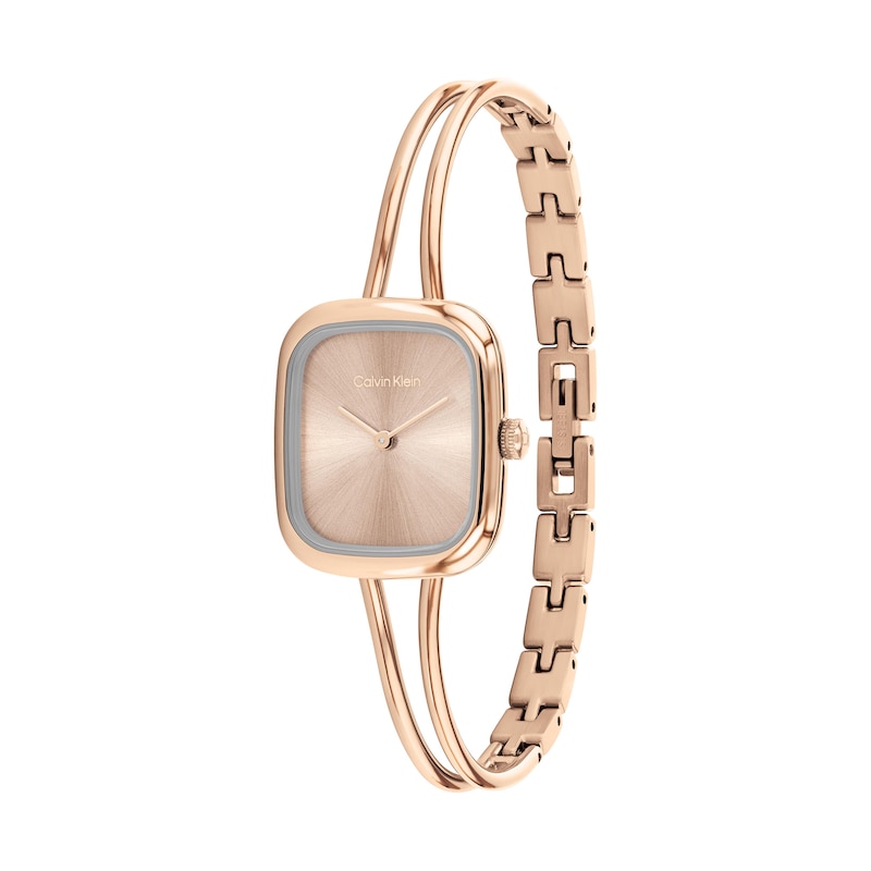 Main Image 2 of Ladies' Calvin Klein Adore Analog Bangle Watch with Rose-Tone Rectangular Dial (Model: 25100133)