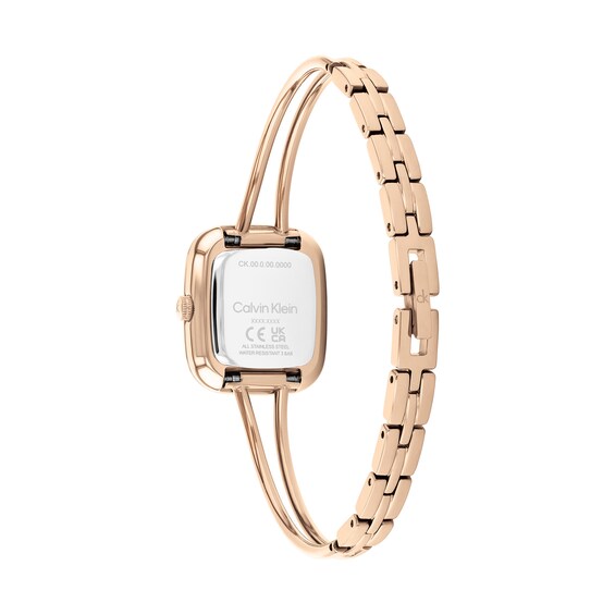 Ladies' Calvin Klein Adore Analog Bangle Watch with Rose-Tone Rectangular Dial (Model: 25100133)