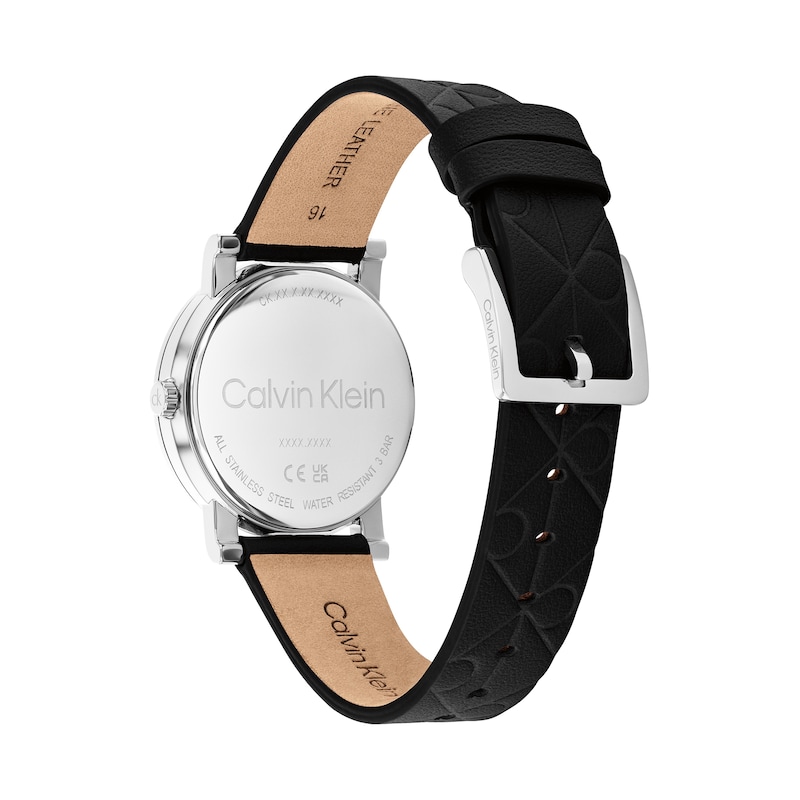 Main Image 3 of Ladies' Calvin Klein CK Monogram Analog Watch with Black Dial and Black Leather Strap (Model: 25100128)