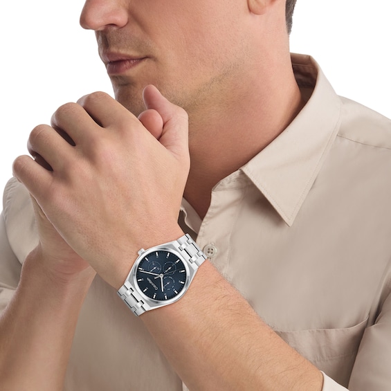 Men's Calvin Klein Motion Chronograph Watch with Navy Blue Dial and Stainless Steel Bracelet (Model: 25200520)