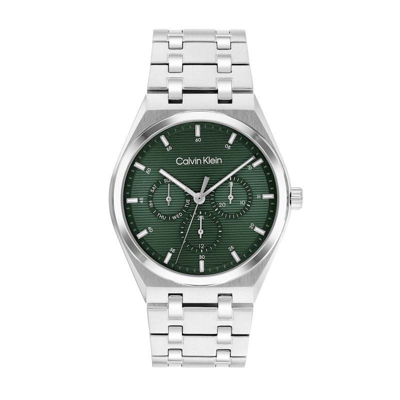 Main Image 1 of Men's Calvin Klein Motion Chronograph Watch with Green Dial and Stainless Steel Bracelet (Model: 25200521)