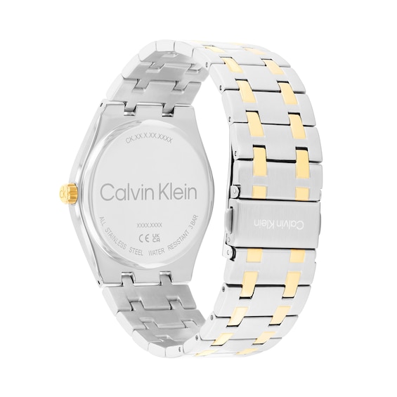 Men's Calvin Klein Motion Chronograph Watch with White Dial and Two-Tone Bracelet (Model: 25200533)