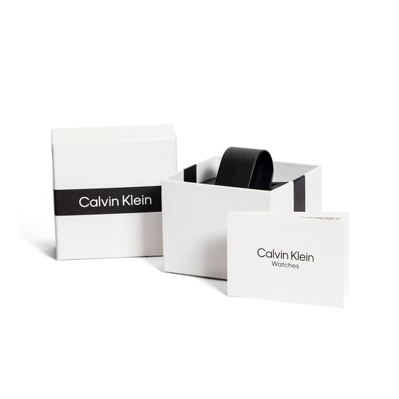 Men's Calvin Klein Motion Chronograph Watch with Grey Dial and Black Leather Strap (Model: 25200524)