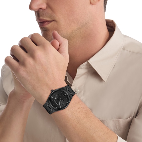 Men's Calvin Klein Motion Chronograph Watch with Black Dial and Black IP Bracelet (Model: 25200522)