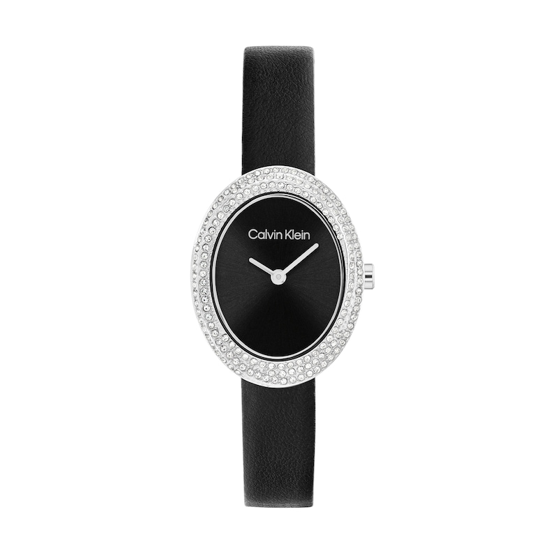 Main Image 1 of Ladies' Calvin Klein Analog Watch with Black Oval Dial and Crystal Bezel (Model: 25100145)