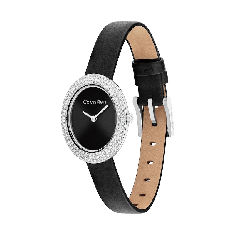 Main Image 2 of Ladies' Calvin Klein Analog Watch with Black Oval Dial and Crystal Bezel (Model: 25100145)