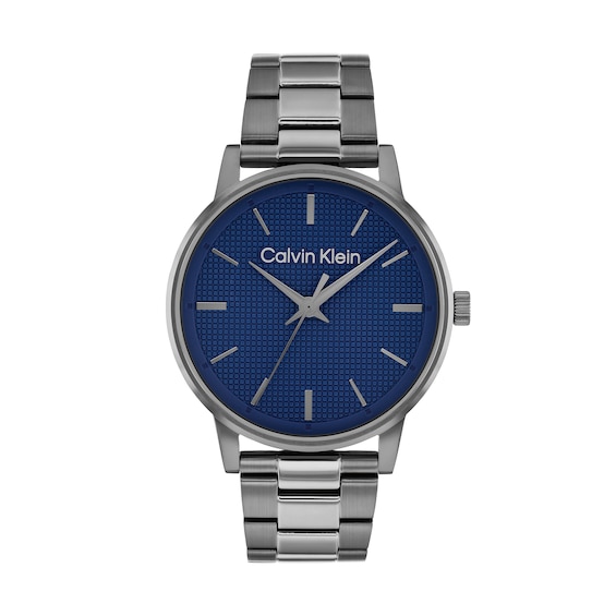 Men's Calvin Klein Navy Blue Dial Analog Watch with Grey Ion-Plated Stainless Steel Bracelet (Model: 25200502)
