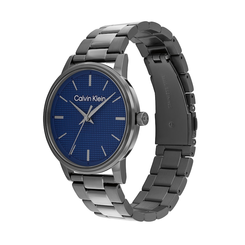 Main Image 2 of Men's Calvin Klein Navy Blue Dial Analog Watch with Grey Ion-Plated Stainless Steel Bracelet (Model: 25200502)