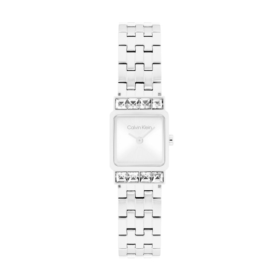 Ladies' Calvin Klein Poise Square Analog Watch with Silver-Tone Dial and Crystal Bezel (Model: 20614027)