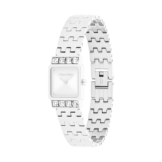 Ladies' Calvin Klein Poise Square Analog Watch with Silver-Tone Dial and Crystal Bezel (Model: 20614027)