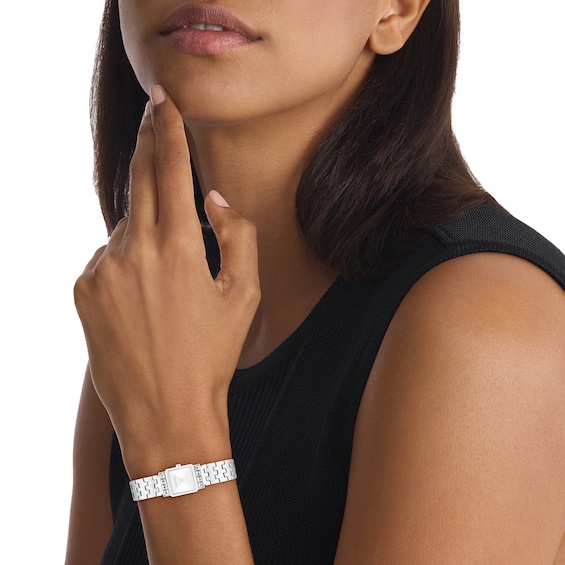 Ladies' Calvin Klein Poise Square Analog Watch with Silver-Tone Dial and Crystal Bezel (Model: 20614027)