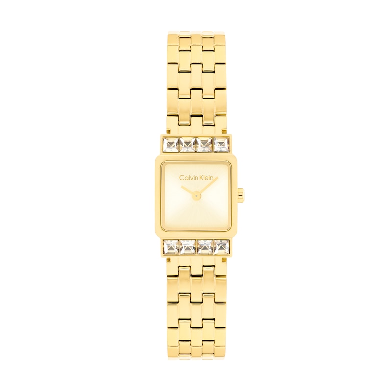Main Image 1 of Ladies' Calvin Klein Poise Square Analog Watch with Gold-Tone Dial and Crystal Bezel (Model: 25100162)