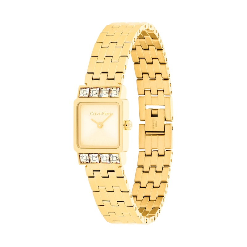 Main Image 2 of Ladies' Calvin Klein Poise Square Analog Watch with Gold-Tone Dial and Crystal Bezel (Model: 25100162)