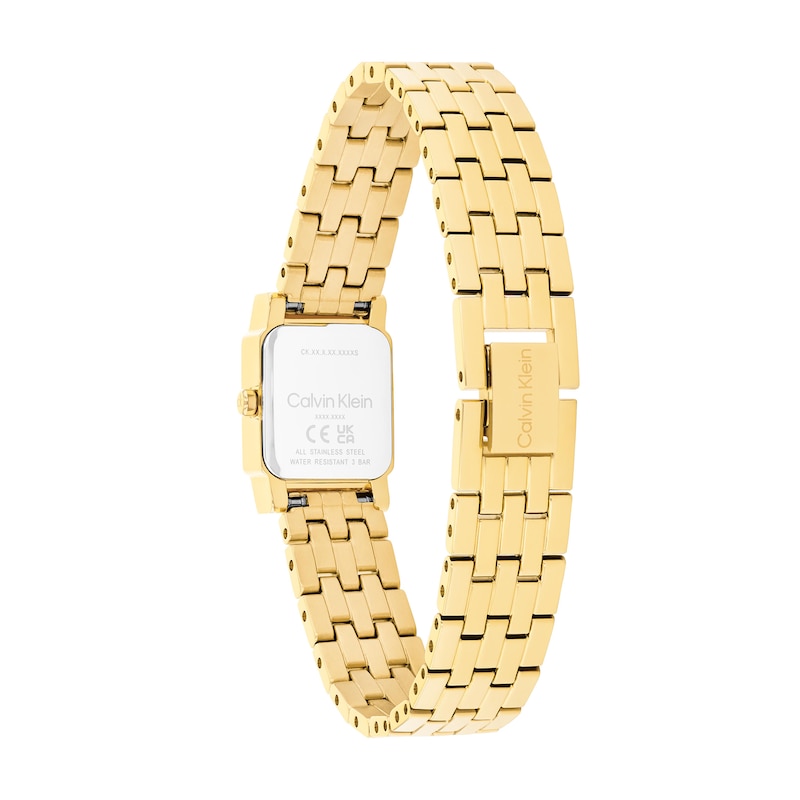 Main Image 3 of Ladies' Calvin Klein Poise Square Analog Watch with Gold-Tone Dial and Crystal Bezel (Model: 25100162)