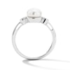 Thumbnail Image 3 of 7.0mm Freshwater Cultured Pearl and 1/10 CT. T.W. Lab-Grown Diamond Ring in Sterling Silver
