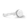 Thumbnail Image 4 of 7.0mm Freshwater Cultured Pearl and 1/10 CT. T.W. Lab-Grown Diamond Ring in Sterling Silver