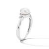 Thumbnail Image 5 of 7.0mm Freshwater Cultured Pearl and 1/10 CT. T.W. Lab-Grown Diamond Ring in Sterling Silver
