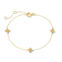 Lab-Grown Diamond-Accent Starburst Station Bracelet in Sterling Silver with 14K Gold Plate (F/SI2) - 7.25″