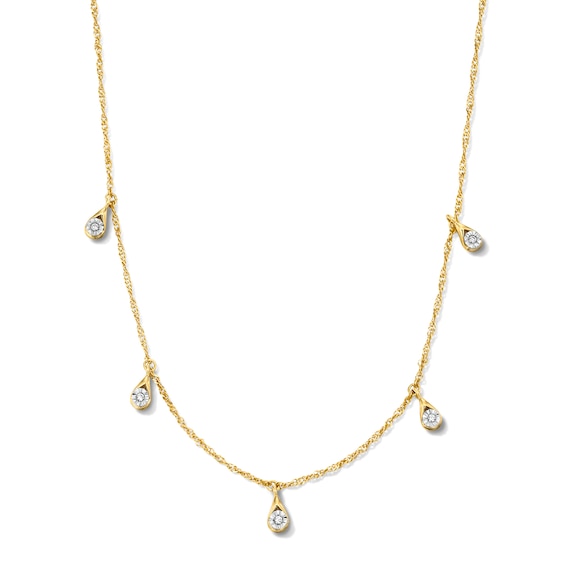Lab-Grown Diamond-Accent Teardrop Dangle Station Necklace in Sterling Silver with 14K Gold Plate (F/Si2)