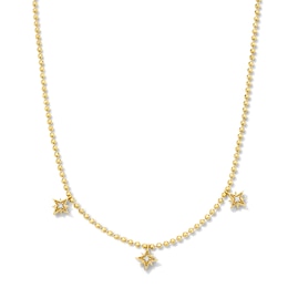 Lab-Grown Diamond-Accent Starburst Station Necklace in Sterling Silver with 14K Gold Plate (F/SI2)