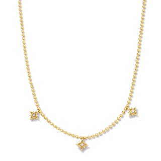 Lab-Grown Diamond-Accent Starburst Station Necklace in Sterling Silver with 14K Gold Plate (F/SI2)