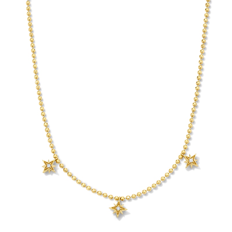 Main Image 1 of Lab-Grown Diamond-Accent Starburst Station Necklace in Sterling Silver with 14K Gold Plate (F/SI2)