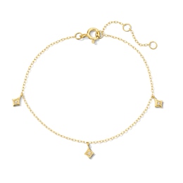 Lab-Grown Diamond-Accent Rhombus Dangle Station Bracelet in Sterling Silver with 14K Gold Plate (F/SI2) - 7.25″