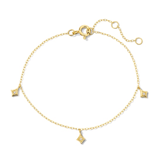 Lab-Grown Diamond-Accent Rhombus Dangle Station Bracelet in Sterling Silver with 14K Gold Plate (F/Si2) - 7.25″