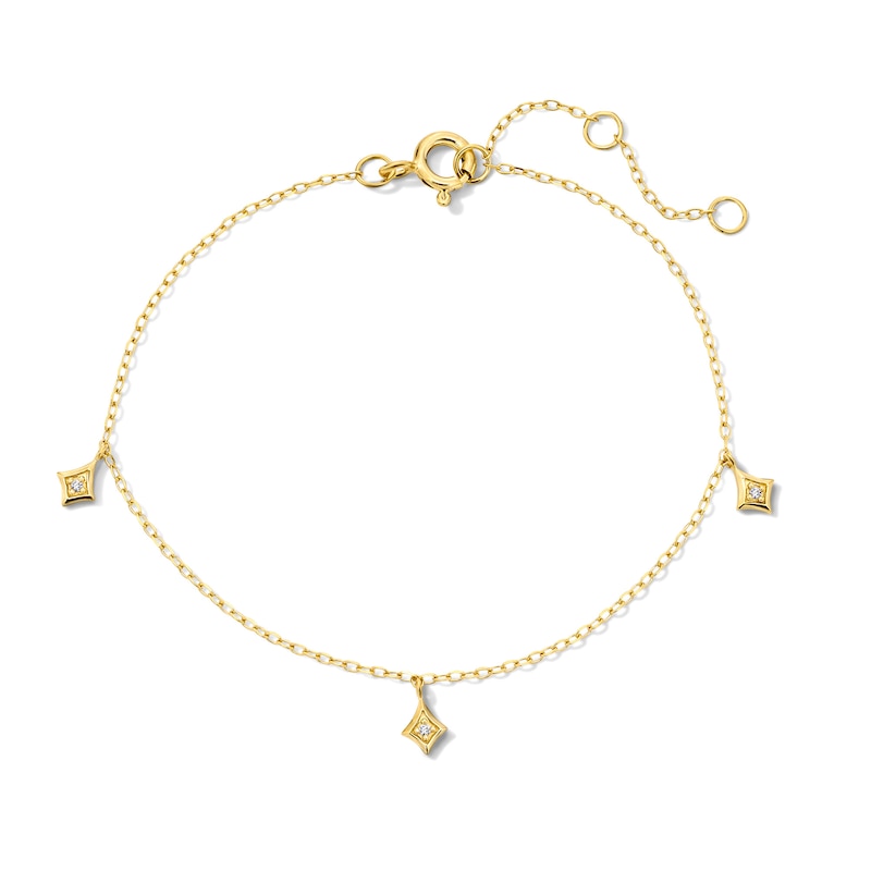 Main Image 1 of Lab-Grown Diamond-Accent Rhombus Dangle Station Bracelet in Sterling Silver with 14K Gold Plate (F/SI2) - 7.25″
