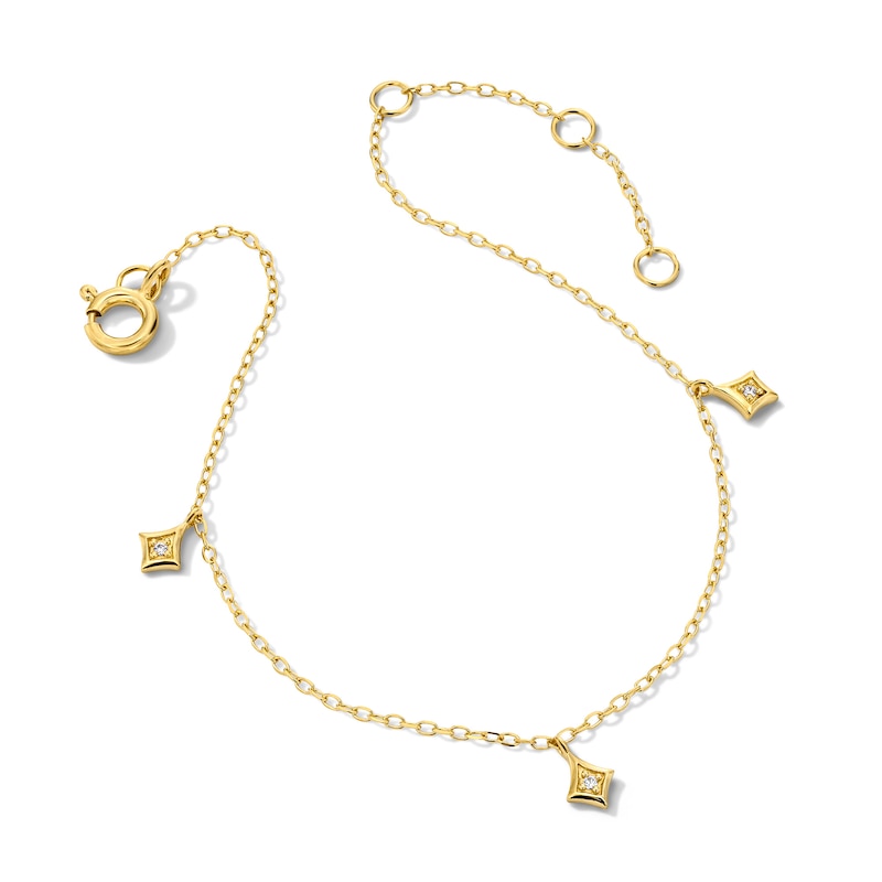 Main Image 3 of Lab-Grown Diamond-Accent Rhombus Dangle Station Bracelet in Sterling Silver with 14K Gold Plate (F/SI2) - 7.25″