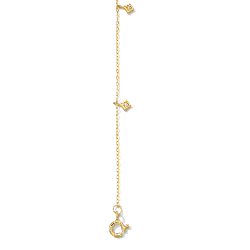 Main Image 4 of Lab-Grown Diamond-Accent Rhombus Dangle Station Bracelet in Sterling Silver with 14K Gold Plate (F/SI2) - 7.25″