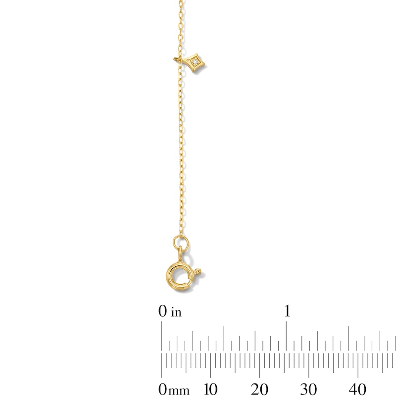 Main Image 5 of Lab-Grown Diamond-Accent Rhombus Dangle Station Bracelet in Sterling Silver with 14K Gold Plate (F/SI2) - 7.25″