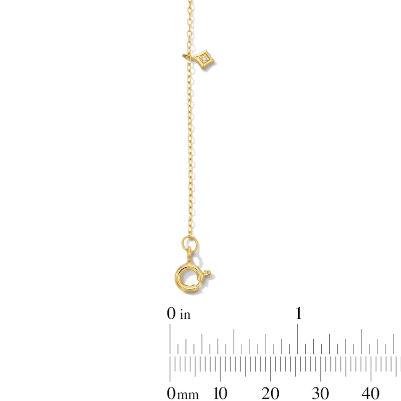 Main Image 6 of Lab-Grown Diamond-Accent Rhombus Dangle Station Bracelet in Sterling Silver with 14K Gold Plate (F/SI2) - 7.25″