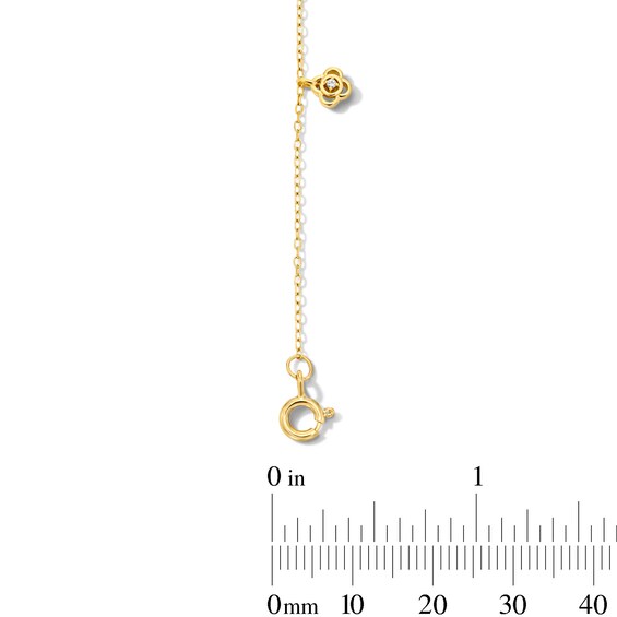 Lab-Grown Diamond-Accent Flower Dangle Station Bracelet in Sterling Silver with 14K Gold Plate (F/Si2) - 7.25″