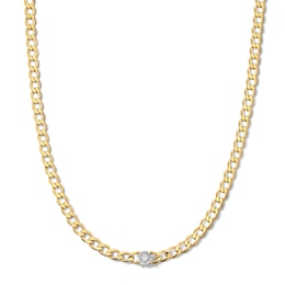 Lab-Grown Diamond-Accent Solitaire Necklace in Sterling Silver with 14K Gold Plate (F/SI2)