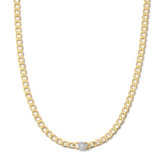 Lab-Grown Diamond-Accent Solitaire Necklace in Sterling Silver with 14K Gold Plate (F/SI2)