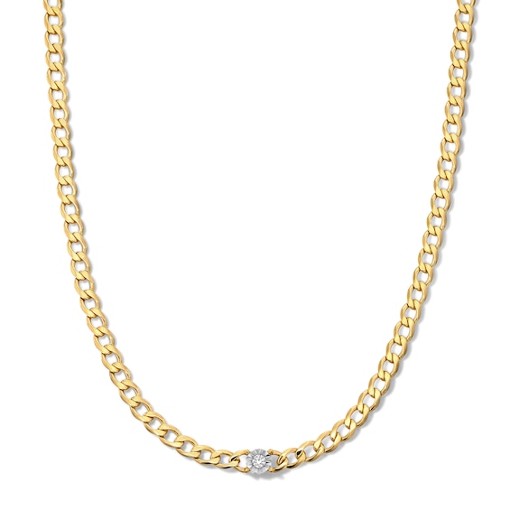 Lab-Grown Diamond-Accent Solitaire Necklace in Sterling Silver with 14K Gold Plate (F/Si2)