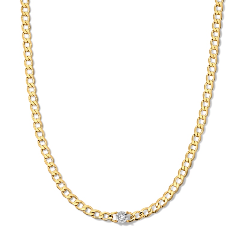 Main Image 1 of Lab-Grown Diamond-Accent Solitaire Necklace in Sterling Silver with 14K Gold Plate (F/SI2)