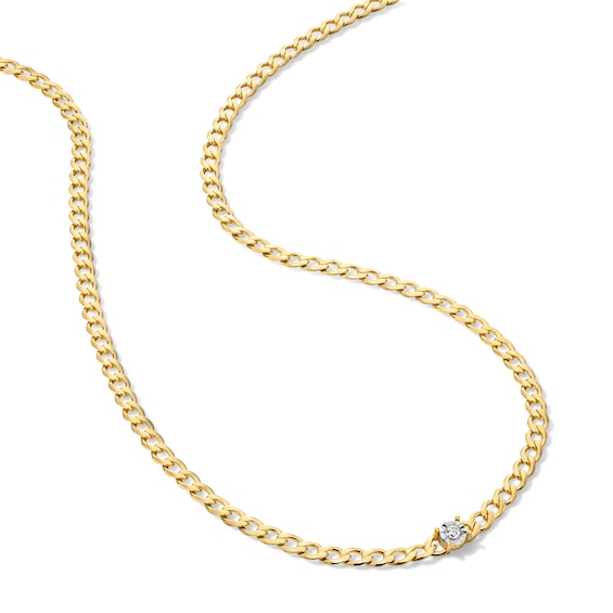 Lab-Grown Diamond-Accent Solitaire Necklace in Sterling Silver with 14K Gold Plate (F/Si2)