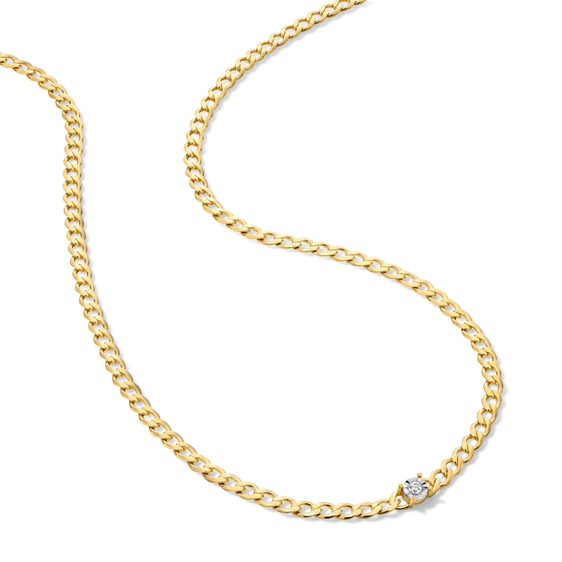 Main Image 3 of Lab-Grown Diamond-Accent Solitaire Necklace in Sterling Silver with 14K Gold Plate (F/SI2)