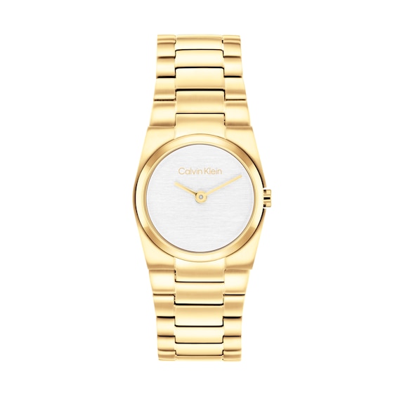 Ladies’ Calvin Klein CK Unite Analog Watch with White Dial and Gold-Tone Bracelet (Model: 25100122)