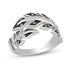 Thumbnail Image 1 of Enchanted Disney Pocahontas 1/5 CT. T.W. Champagne and White Diamond Feather Bypass Ring in Sterling Silver