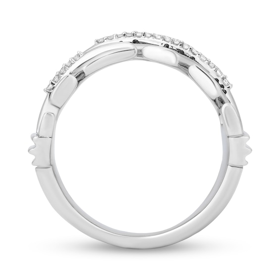 Enchanted Disney Pocahontas 1/5 CT. T.w. Champagne and White Diamond Feather Bypass Ring in Sterling Silver