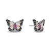 Thumbnail Image 2 of Enchanted Disney Mulan Garnet and 1/5 CT. T.W. Diamond Butterfly Earrings in Sterling Silver and 14K Rose Gold Plate