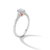 Thumbnail Image 2 of Enchanted Disney Belle 3/8 CT. T.W. Oval Lab-Grown Diamond Frame Engagement Ring in 10K White and Rose Gold (F/VS2)