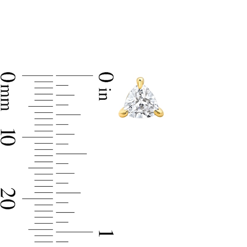 Main Image 3 of 1/4 CT. T.W. Trillion-Cut Lab-Grown Diamond Solitaire Stud Earrings in 10K Gold (F/VS2)