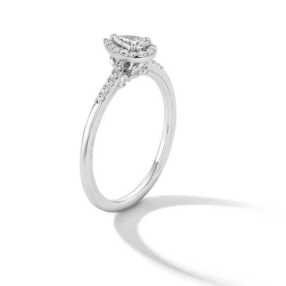 Enchanted Disney Cinderella 3/8 CT. T.w. Pear-Shaped Lab-Grown Diamond Frame Engagement Ring in 10K White Gold (F/Vs2)