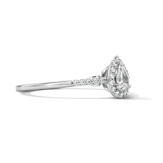 Enchanted Disney Cinderella 3/8 CT. T.w. Pear-Shaped Lab-Grown Diamond Frame Engagement Ring in 10K White Gold (F/Vs2)