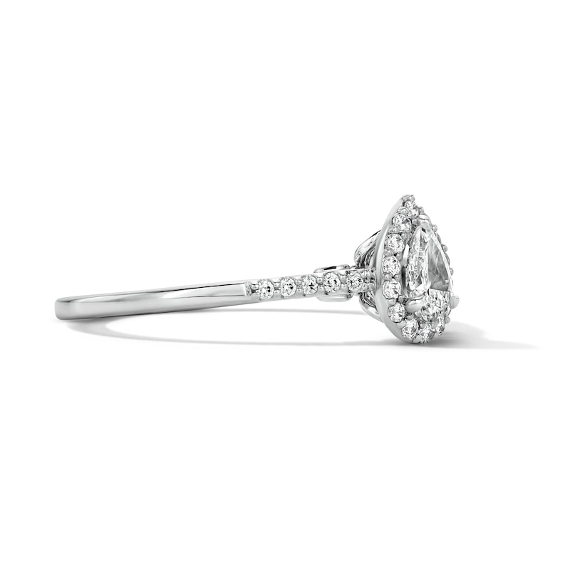 Main Image 3 of Enchanted Disney Cinderella 3/8 CT. T.W. Pear-Shaped Lab-Grown Diamond Frame Engagement Ring in 10K White Gold (F/VS2)