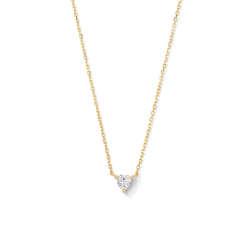 Main Image 1 of 1/5 CT. Trillion-Cut Lab-Grown Diamond Solitaire Necklace in 10K Gold (F/VS2)